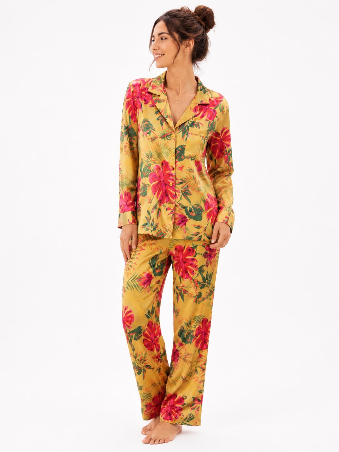 Pijama dama satín estampado 2 piezas