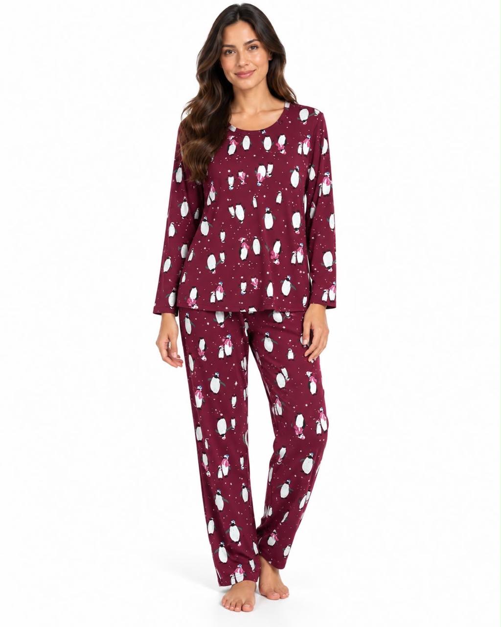 Pijama dama manga larga estampada
