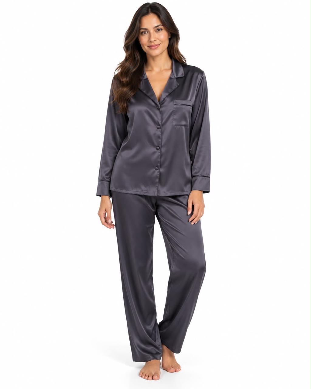 Pijama dama camisera lisa