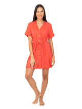 900462  Vestido coral dama manga corta