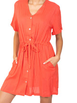 900462  Vestido coral dama manga corta