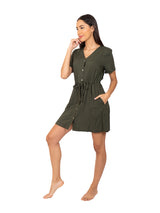 900462 Vestido verde dama manga corta
